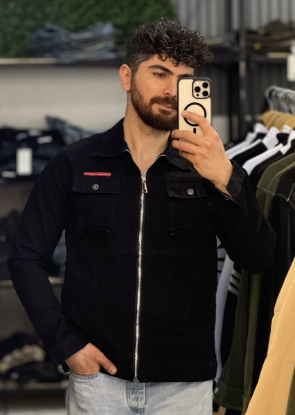 کت جین مشکی زیپدار