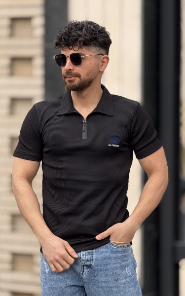 تیشرت نیم زیپ مراکشی مشکی