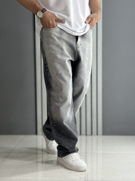 شلوار مردانه جین بگ ویژه طوسی ذغالی( قد 112 سانت )