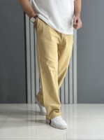 شلوار بگ استایل کتان نیل نخودی ( کمر کش /قد 105 سانت )