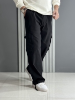 شلوار کارگو بگ استایل 5 جیب مشکی ( کمر کش / قد 105 سانت )