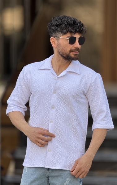 پیراهن مراکشی سفید طرح پیچازی