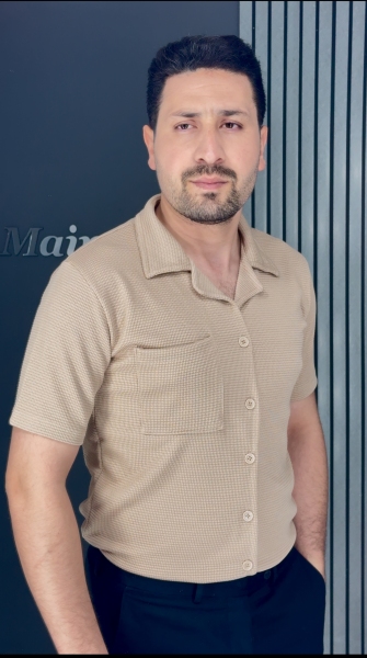 پیراهن مردانه پنبه یقه انگلیسی کرم