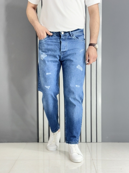 شلوار مردانه مام فیت آبی