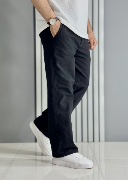 شلوار مردانه بگ کتان نیل مشکی