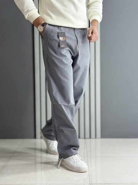 شلوار بگ کتان طوسی ( قد 107 سانت / پشت کمر کش )