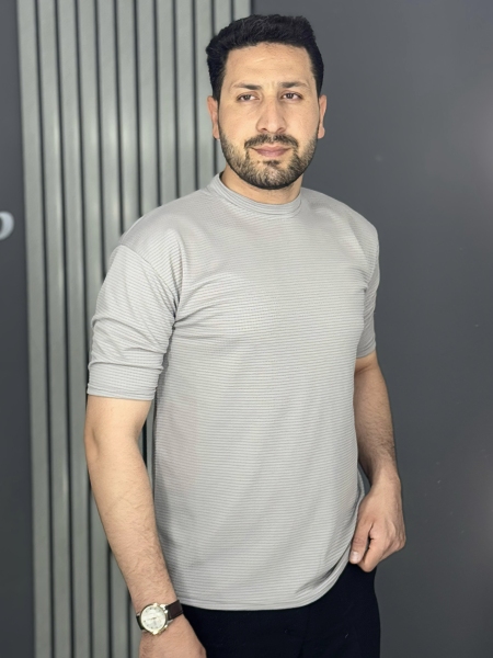 تیشرت بیسکویتی طوسی