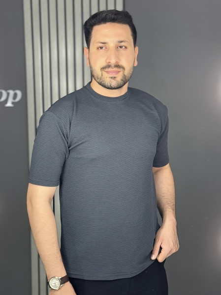 تیشرت بیسکویتی طوسی تیره