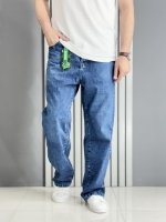 شلوار جین بگ مردانه آبی کلاسیک گرم بالا