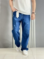 شلوار جین بگ مردانه آبی گرم بالا