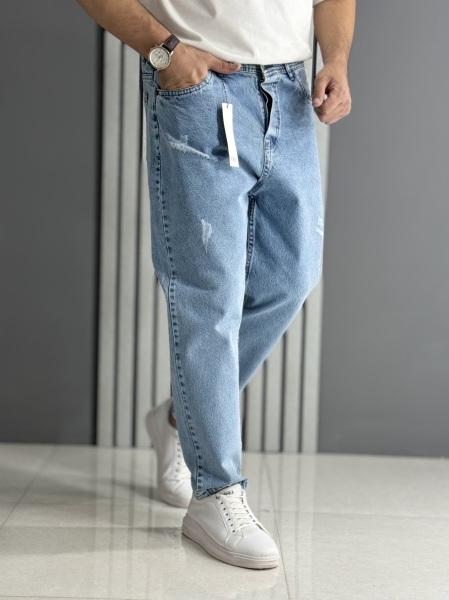 شلوار مام فیت آبی یخی ( قد 100 سانت )