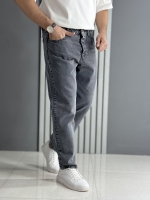 شلوار مام فیت طوسی گرم بالا ( قد 105 سانت )