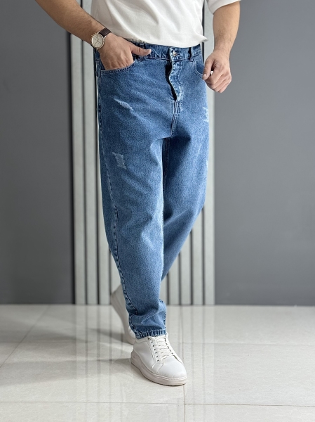 شلوار جین مام استایل آبی ( قد 105 سانت )