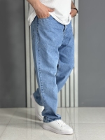 شلوار جین بگ گرم بالا آبی روشن کلاسیک