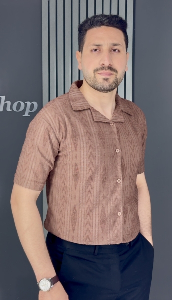 پیراهن مراکشی طرح ژاکارد قهوه ای