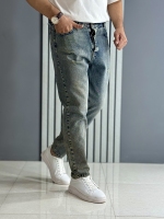 شلوار مام فیت آبی کثیف ( قد 100 سانت )