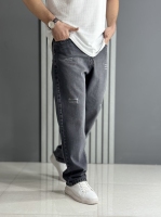 شلوار جین نیم بگ ذغالی روشن ( قد 107 سانت )