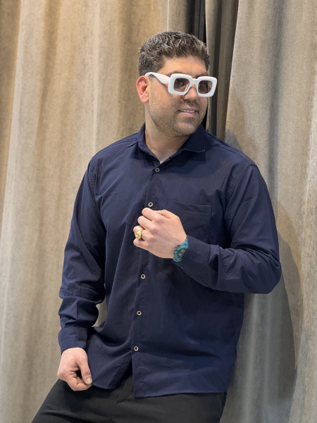 پیراهن پارچه دوشین (((سرمه ای روشن)))