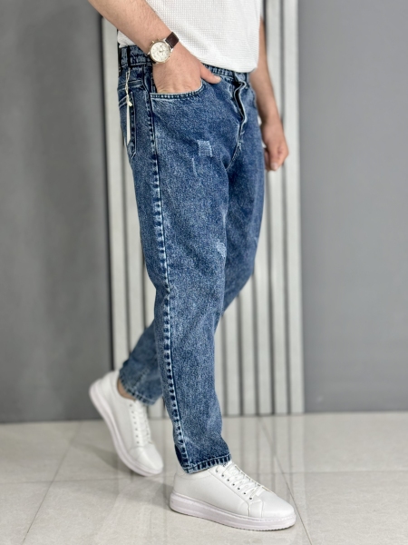 شلوار مام فیت آبی ( قد 100 سانت )