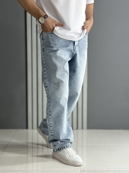 شلوار جین بگ آبی یخی ( قد 106سانت )