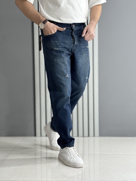 شلوار مام فیت آبی گرم بالا ( قد 100 سانت )