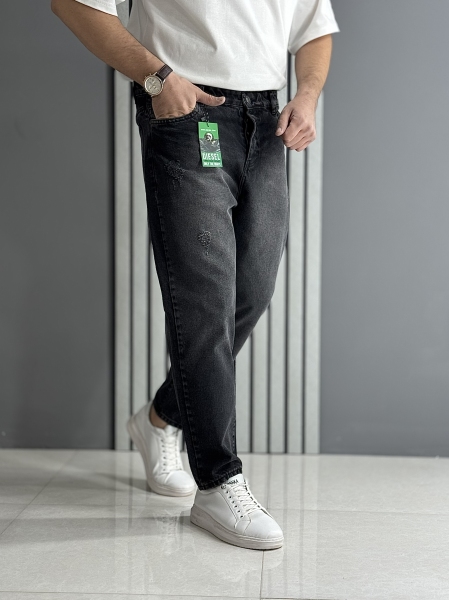 شلوار مام فیت ذغالی زاپدار گرم بالا ( قد 100 سانت )