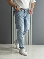 شلوار مام فیت آبی گرم بالا ( قد 100 سانت )