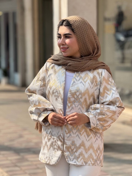 کت ژاکارد آستین پفکی