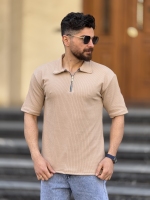 تیشرت نیم زیپ مراکشی کرم