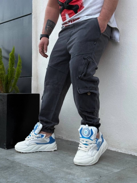 شلوار اسلش کتان شش جیب زغالی