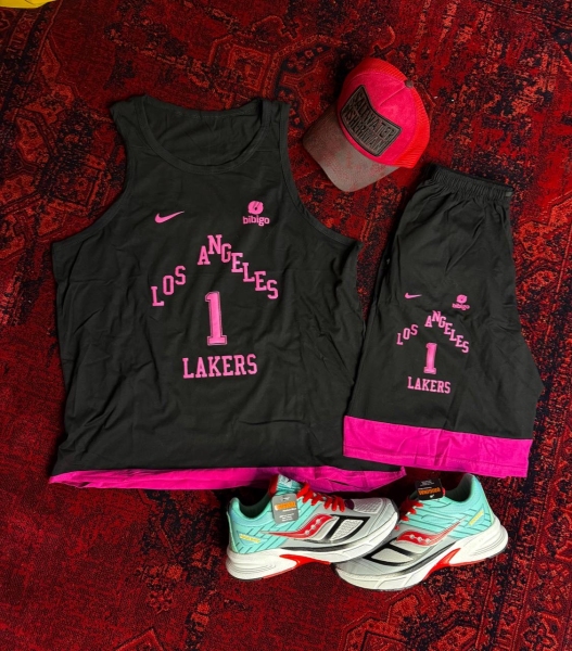 ست تاپ و شلوارک ورزشی LOS ANGELES 1 مشکی سرخابی