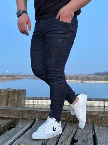 شلوار جین اسکینی طرح زاپ LA سرمه ای