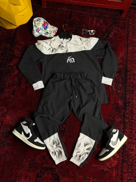 ست تیشرت و اسلش حراجی کاستوم Nike air مشکی سفید