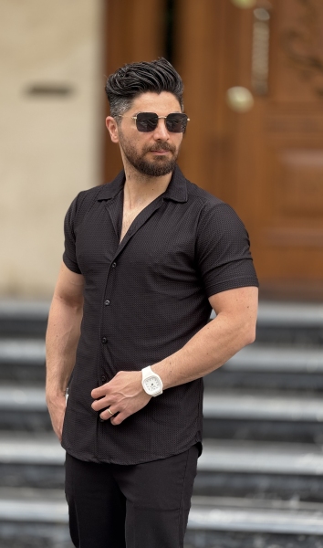 پیراهن مراکشی پارچه زنبوری مشکی