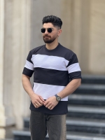 تیشرت مراکشی رینگری سرمه ایی سفید