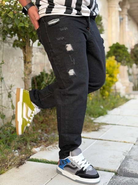 شلوار جین مام فیت زاپدار TES زغالی