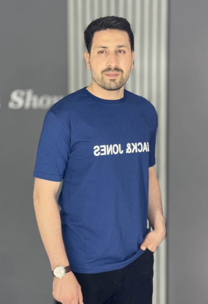 تیشرت نخ پنبه چاپی سرمه ای