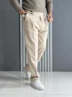 شلوار نیم بگ مازراتی کمر انگلیسی کرم ( قد 105 سانت / پشت کمرکش)