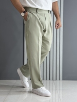 شلوار نیم بگ پارچه مازراتی سبز دریایی (پشت کمرکش)