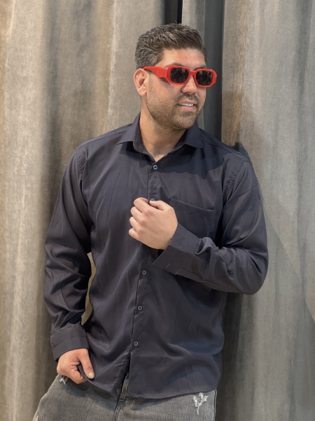 پیراهن کلاسیک پارچه ای طوسی تیره کیفیت عالی