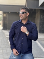 پیراهن کلاسیک پارچه ای سرمه ای تیره))))))))