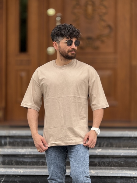 تیشرت بیسیک قواره آزاد کرم روشن