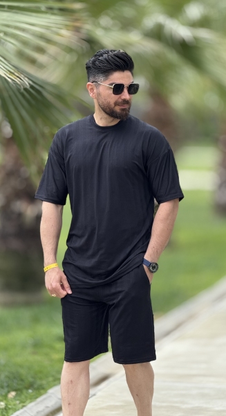 ست تیشرت شلوارک مشکی