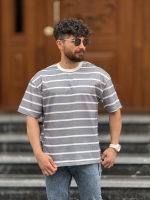 تیشرت پارچه بوکله طوسی سفید