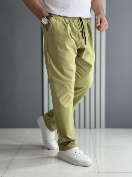 شلوار استرایت لینن سبز پسته ای( قد 103 سانت )