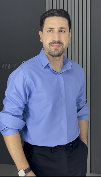 پیراهن دوشین آستین بلند آبی تیره