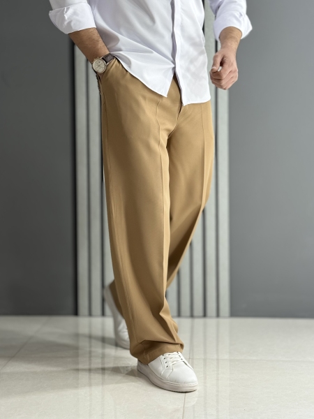 شلوار بگ مازراتی ( کمر اولدمانی / پشت کمر کش ) نسکافه ای