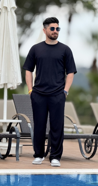 ست تیشرت شلوار بگ مراکشی مشکی