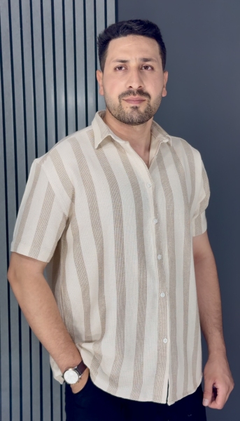 پیراهن کنفی پارچه ترک کرم