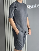 ست مراکشی تیشرت و شلوارک طوسی تیره